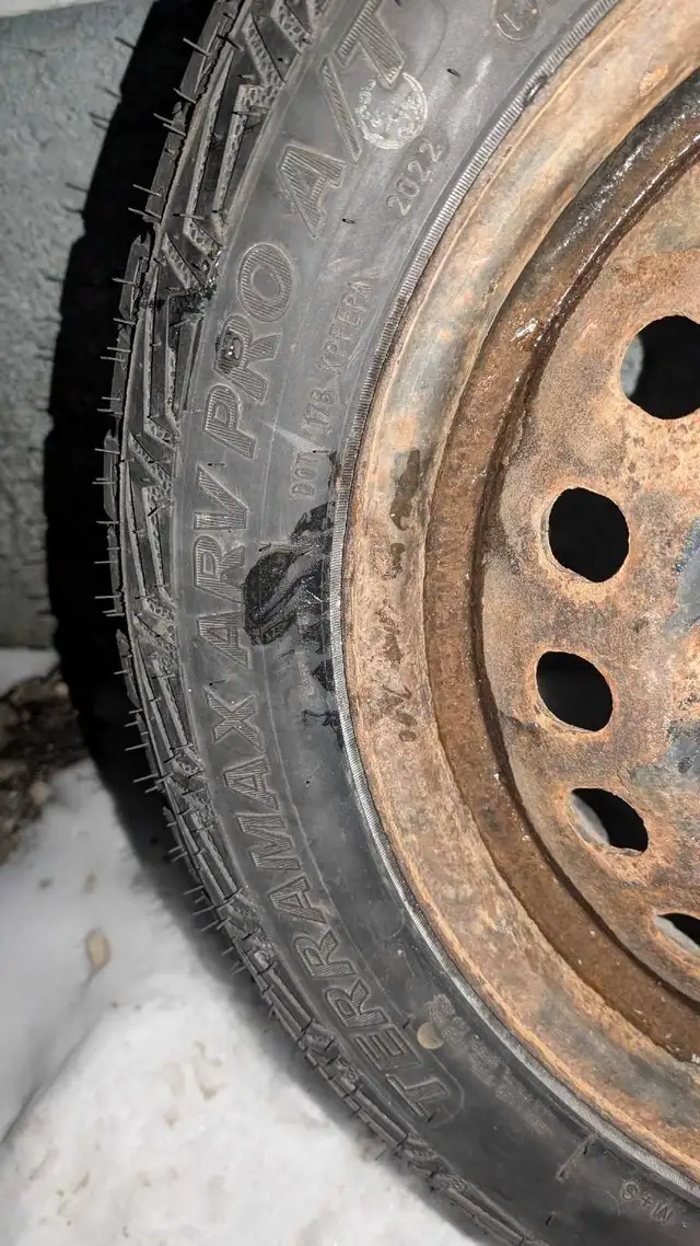 2 17" rims 5x114.3 with 2 AT tires $80OBO in Tires & Rims in Cape Breton - Image 2