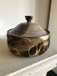 Hand Made Glazed Pottery Casserole Dish with Top