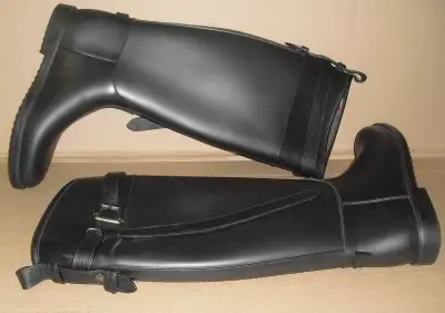 Burberry Knee High Belted Equestrian Rain Boot Black Size 37 NEW, View more