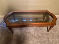Wood coffee table with matching end tables