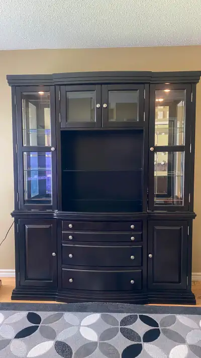 Black Wood Hutch and Display Cabinet, View more