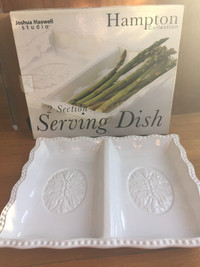 Brand new! Two section white serving dish