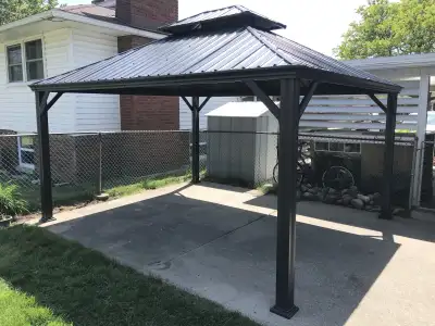 WINDSOR GAZEBO BLACK METAL ROOF ALUMINUM POSTS 12 feet x 14 feet, View more