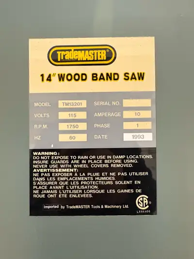 14” wood band saw, View more