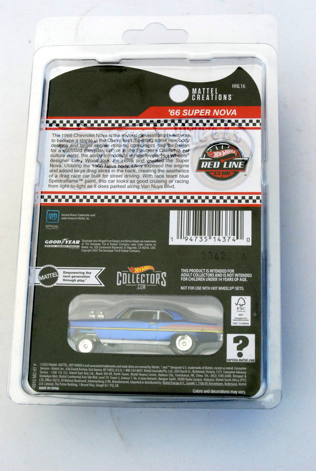 Hot Wheels Red Line Club, 66 Super Nova blue dans Art et objets de collection  à Longueuil/Rive Sud - Image 2