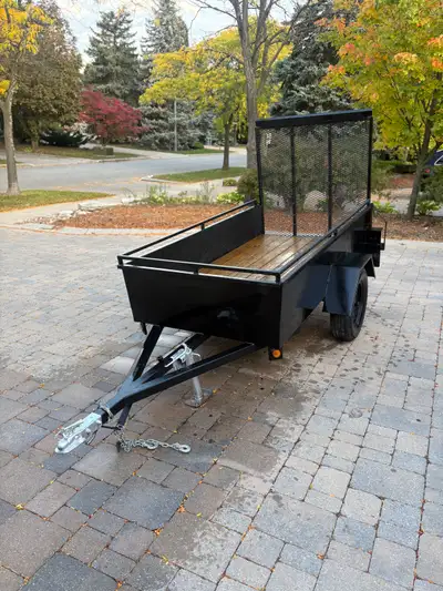 5x8 Heavy Duty Ramp 3500 lb axle rate 2x6 Pressure Treaded Deck Top Tie Rails Bearing Buddies 15 inc...