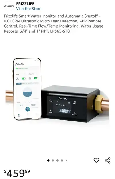 Frizzlife Smart Water Monitor and Shutoff, View more