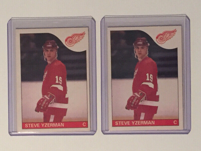 1985-86 OPC hockey cards, Steve Yzerman 2nd yr #29 x 2, EX/NM in Arts & Collectibles in Oshawa / Durham Region
