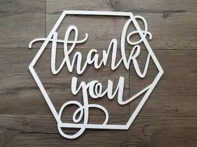 Calligraphy Hexagon Thank You Sign, View more