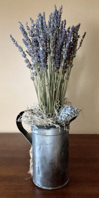 Dried French Lavender in Galvanized Tin Jug
