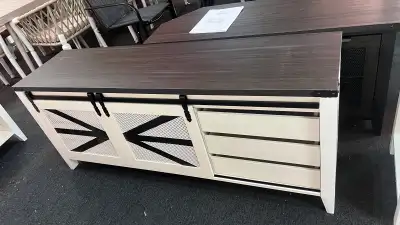 VFK series: 60" Farmhouse TV Stand with Sliding Barn Doors – Ind, View more