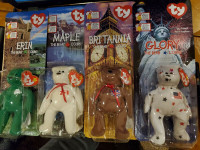 Set of 4 1999 McDonalds Beanie Bears Erin Maple Britannia and Gl