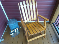 Vintage Wooden Slats Rocking Chair --1940s Rustic