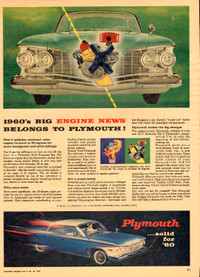 1959 authentic magazine ad for Chrysler Slant-6 Plymouth