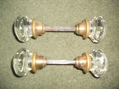 Door knobs glass vintage set of two, View more