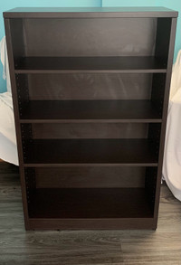 Wood 4 Shelf Bookcase Dark Walnut Colour