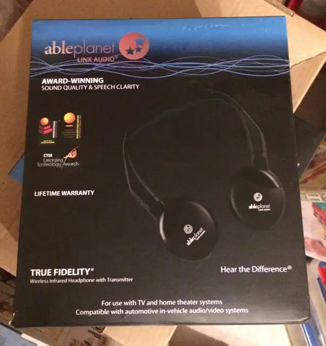 BNIB Able Planet Infrared Wireless TV Headphones in General Electronics in Markham / York Region - Image 3