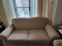 Fabric, Cushioned Loveseat and Chair