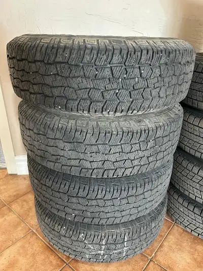 SELLING A SET OF 245-75-17 HERCULES WINTER TIRES ON RIMS. TIRES HAVE APPROX 80% TREAD REMAINING. RIM...