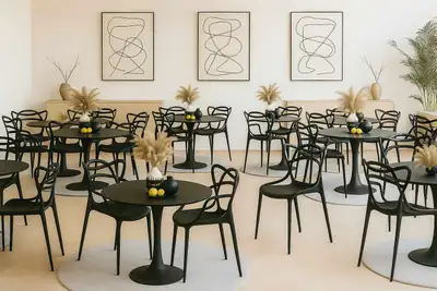 Stackable Molded plastic chair $59 each, View more