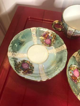 Sterling China Tea Cup And Saucer Iridescent Teal And Gold in Arts & Collectibles in Burnaby/New Westminster - Image 3