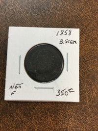Three Canada one     cent 1858 broken stem coins