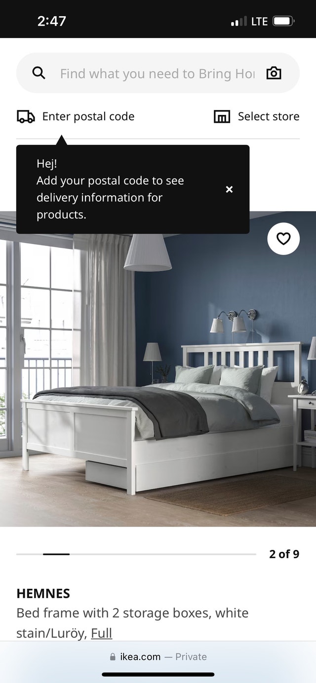 Hemnes Double bed frame with 2 drawers Beds & Mattresses Ottawa