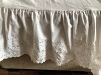 White Percale Cotton / Eyelet Bedskirt / Twin Size
