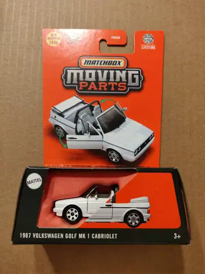 New Matchbox Moving Parts VW Volkswagen Golf Mark 1 Cabriolet 1/64 diecast car with opening doors fe...
