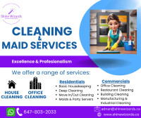 Cleaning, Maid Services & Party Servers/Helpers