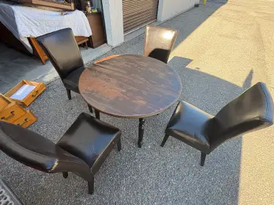 Free delivery used Round Wood Table with 4 Chairs, View more