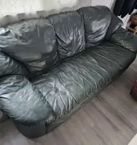 (FREE DELIVERY) Green leather couch