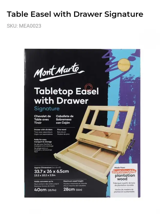 *Brand New* Mont Marte Table Easel with Drawer Signature