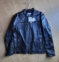 Brand New Men's Zara Leather Motorcycle Jacket Medium 