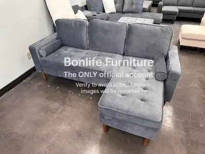 Brand new modern velvet sectional sofa sale Only $439 76” by 54” Available in grey , black, blue and...