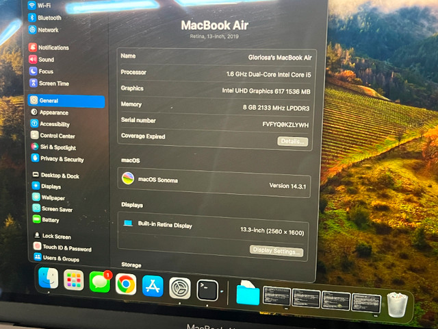 Macbook air (2019) 13.3 Retina 1.6GHz Dual core 15 in Laptops in City of Toronto - Image 4