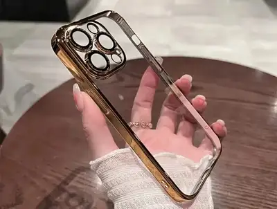 iPhone 14 pro max gold case. Brand new. Covers lenses. Transpare, View more