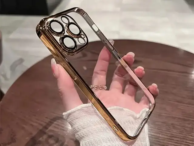 iPhone 14 pro max gold case. Brand new. Covers lenses. Transpare in Cell Phones in Markham / York Region - Image 2