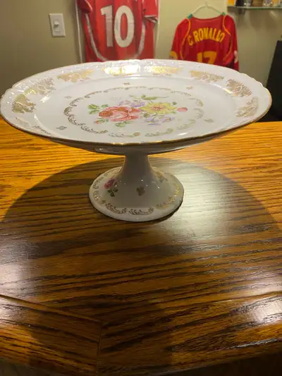   Vintage Cake plate By Porcelaine De France Hand Painted 10” , View more