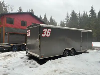Enclosed car trailer 26ft LED lights inside and out . Have a 10,000 pound winch inside mounted, bran...