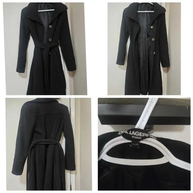 Karl Lagerfeld Black Wool Coat