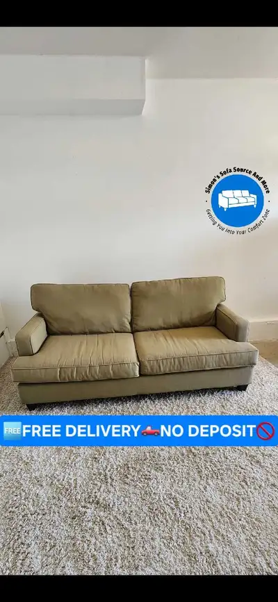 FREE DELIVERY Comfy Refurbished Green 3 Seater Sofa / Couch, View more