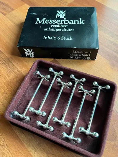WMF vintage silverplate knife rest set, View more