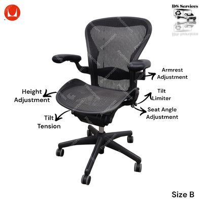 Herman Miller Fully Loaded Chair Aeron Size B W/ Wheels K8389, View more