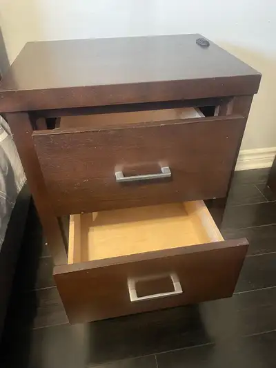 Dark Wood Two-Drawer Nightstand, View more