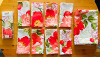 Floral TABLE CLOTH and 12 matching NAPKINS 100% polyester