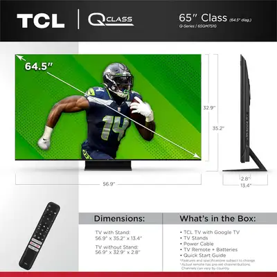 TCL 65 Inch QM7 QD-Mini LED QLED 4K Smart TV 65QM751G - Like New, View more