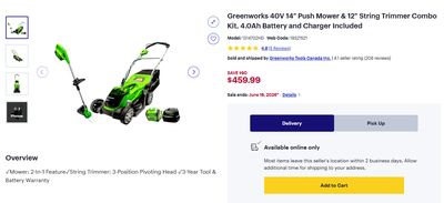 I have a Greenworks 40 V cordless mower and string trimmer that I want to sell. I bought it two year...