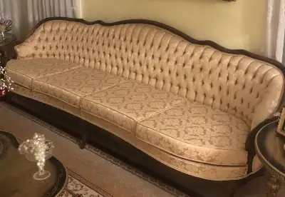 Sofa - Gold-toned Tufted Vintage French Provincial Style, View more