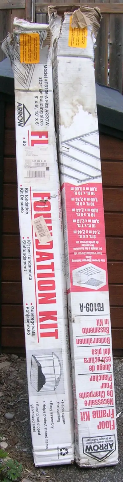 Shed Floor Kit and Shed Foundation Kit For Sale; both kits are "New In The Box;" $50 cash sale inclu...